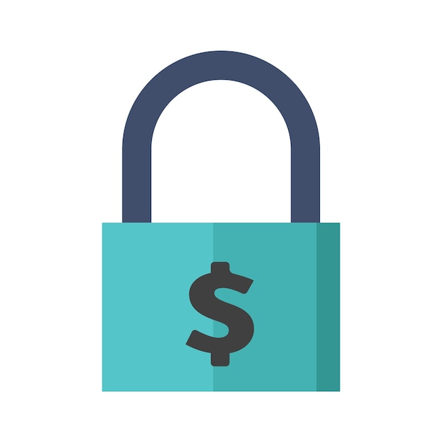 Padlock icon in flat color style