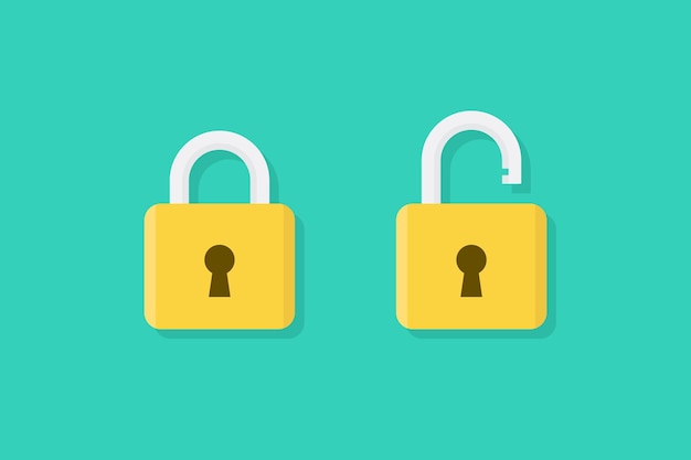 Padlock icon sign symbol flat locked and unlocked flat design vector illustration