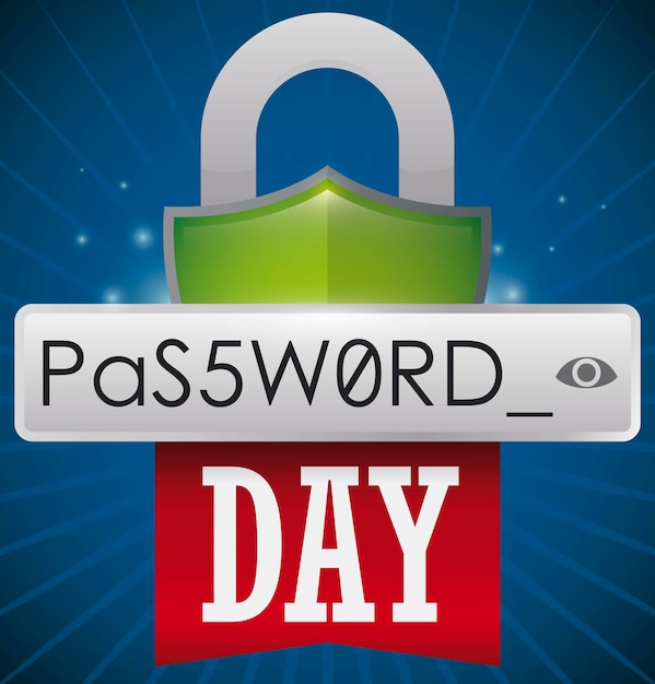 Padlock like shield password with letters and numbers in the text box for World Password Day