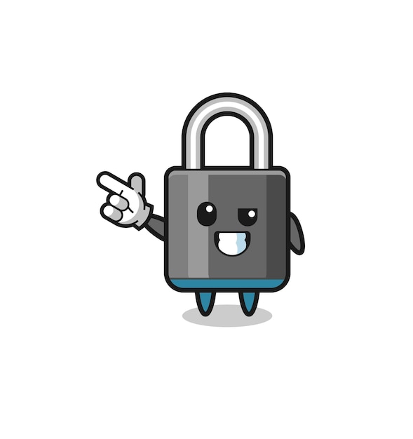 padlock mascot pointing top left