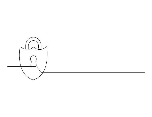 1つの連続ラインのパドロックの安全と保護コンセプトのベクトルイラスト