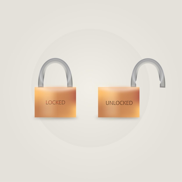 Vettore protezione padlock-realistic-vector