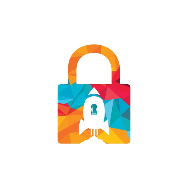 Padlock rocket vector logo design