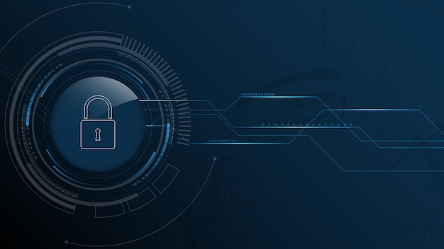 Concetto digitale cyber di sicurezza del lucchetto il fondo astratto di tecnologia protegge l'innovazione del sistema