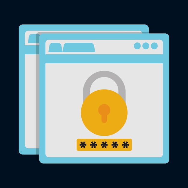 Padlock site cyber security system technology icon