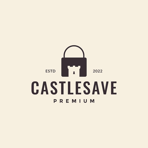 Padlock with castle logo hipster