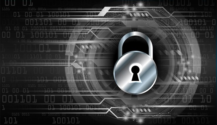 Vector a padlock with a digital background that says'the lock is on it '