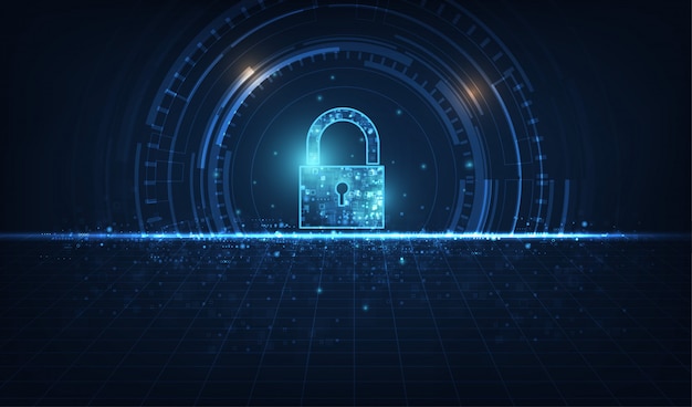 Padlock with keyhole icon in personal data security illustrates cyber data or information privacy idea.