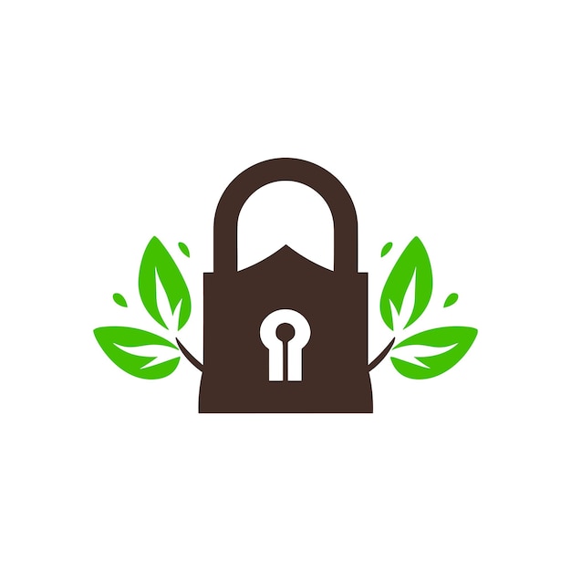 Padlock with leaves vector illustration for logo design template