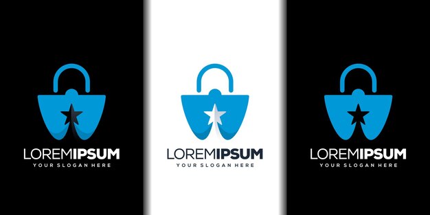 Padlock with star modern logo template