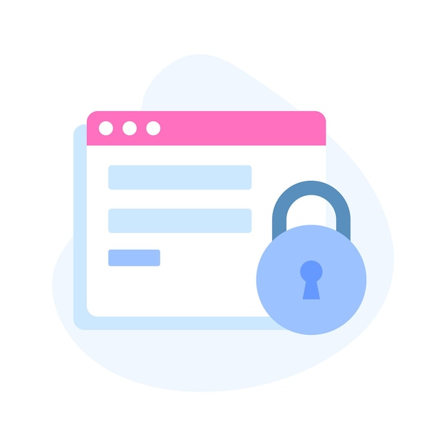 Padlock with webpage denoting website protection icon