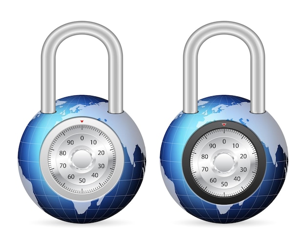 Vector padlock world globe