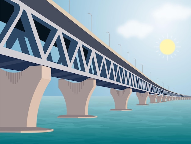 バングラデシュのイラストのパドマ橋