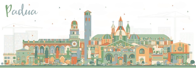 Vector padua italy city skyline with color buildings