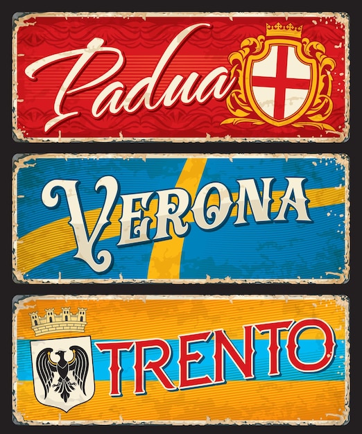 파도바 베로나와 트렌토 이탈리아 도시 스티커