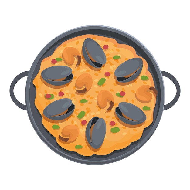 Vector paella lunch icon cartoon vector spanish cuisine pan menu