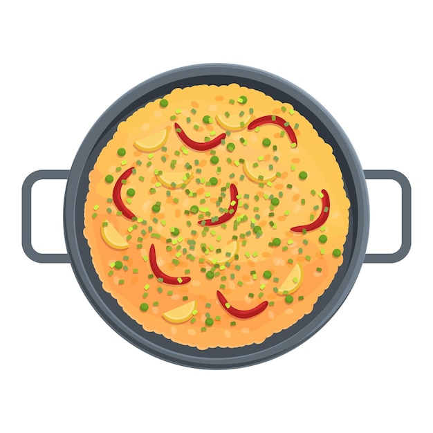 パエリア シーフード アイコン漫画ベクトル スペイン料理料理メニュー