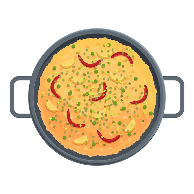 Vector paella seafood icon cartoon vector spanish food dish menu