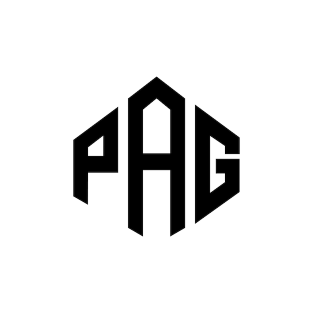 Pag letter logo ontwerp met veelhoek vorm pag veelhoek en kubus vorm logo ontwerp pag zeshoek vector logo sjabloon witte en zwarte kleuren pag monogram bedrijf en vastgoed logo