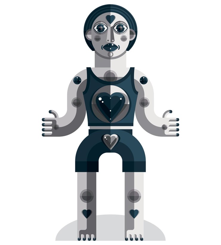 Vector pagan symbol vector illustration, spiritual cult theme. modernistic drawing of a weird character. flat design portrait isolated on white.