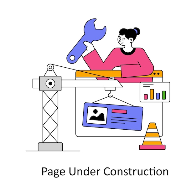 Page under construction flat style design vector illustration stock illustration