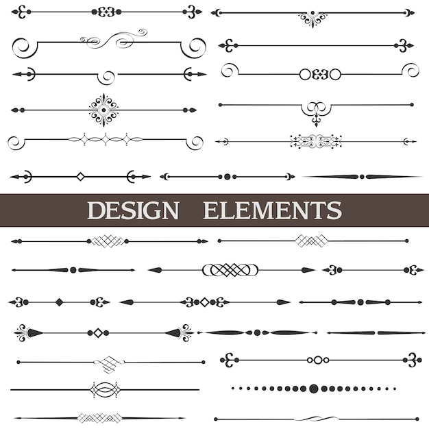 Page decor, calligraphic design elements, set