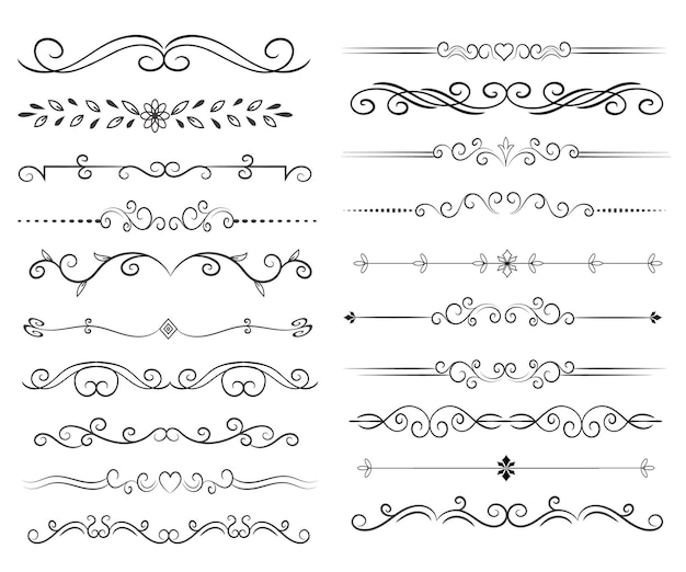 Vector page divider and design elements set of various simple black divider design assorted divider