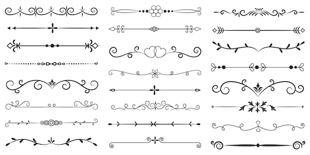 Vector page divider and design elements set of various simple black divider design assorted divider