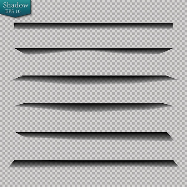 Page divider with transparent shadows isolated pages separation vector set transparent shadow realistic illustration