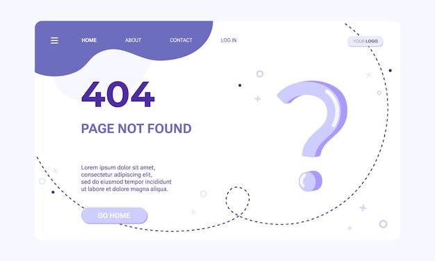 ページが見つかりませんバナー テンプレート。 404 エラー ページ。疑問符アイコンのフラットの図