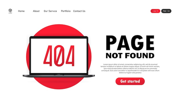 Page not found illustration. 404 error sign on laptop screen. vector on isolated white background. eps 10.