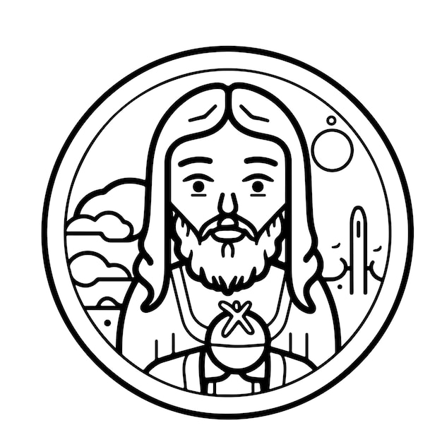 Vector page line drawing yesus day