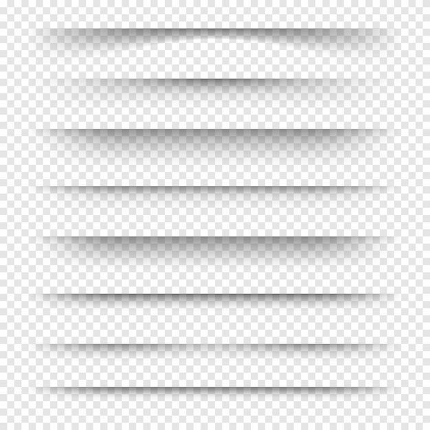Разделитель страниц с изолированными прозрачными тенями. Набор векторных разделительных страниц. Прозрачная тень реалистичная