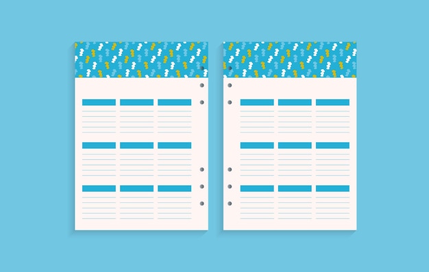 Page template for planning important dates or notes