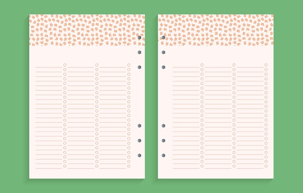 Page template for planning important dates or notes