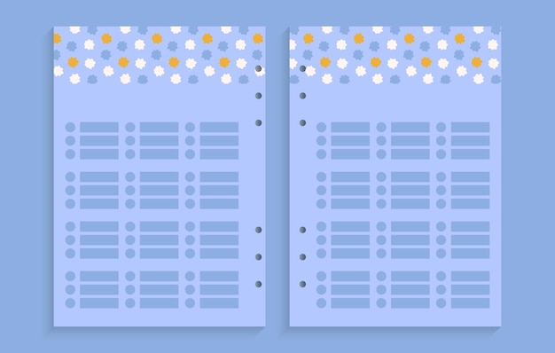 Page template for yearly planning important dates or notes