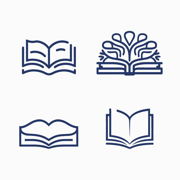 Vector page turner ontwerpt het flat book logo assortiment