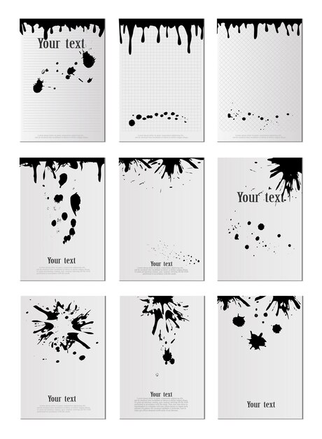 Page with shadow and ink blots design element for advertising and advertising messages isolated on a white background Vector illustration