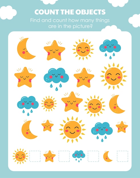絵の中の物体の数を数えるためのタスクが書かれたページ