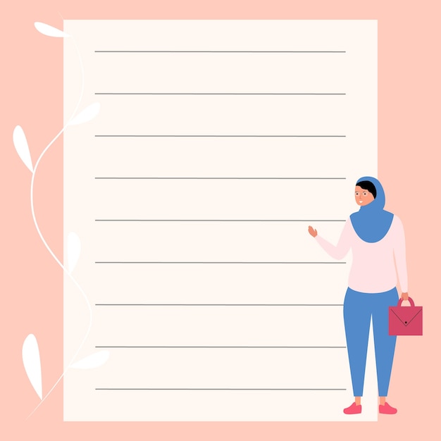 Page for a woman's weekly daily planners Flat vector illustration