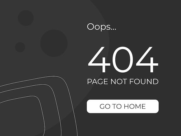 Vector pagina 404-fout de websitepagina een bron met een donkere achtergrond en abstractie