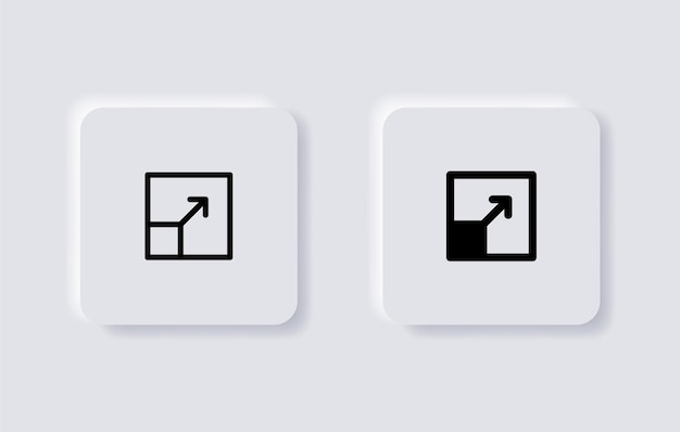 Pagina open nieuw venster pictogram maximaliseren teken overzicht pictogrammen neumorfisme knop vorm neumorphic ui-tekens