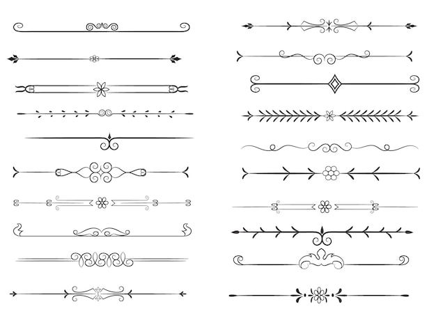 Paginaverdeler en ontwerpelementen set van verschillende eenvoudige zwarte verdelers ontwerp gesorteerde verdeler