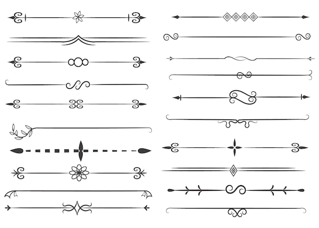 Vector paginaverdeler en ontwerpelementen set van verschillende eenvoudige zwarte verdelers ontwerp gesorteerde verdeler