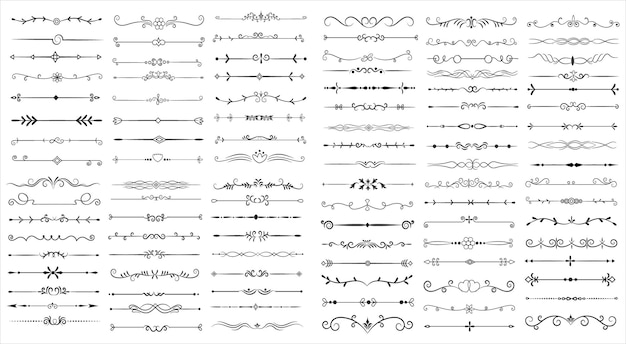 Paginaverdeler en ontwerpelementen Set van verschillende eenvoudige zwarte verdelers Ontwerp gesorteerde verdeler