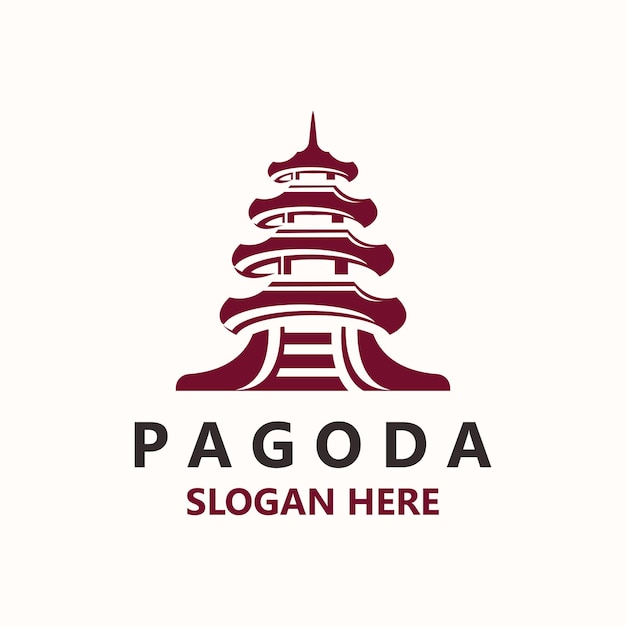 Pagoda culture logo vintage design illustration temple heritage building vector