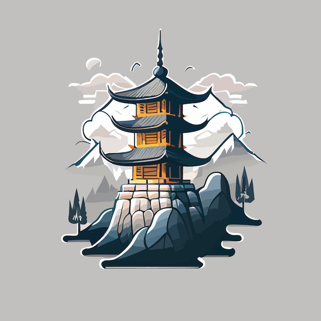 Pagoda flat design vector art icon
