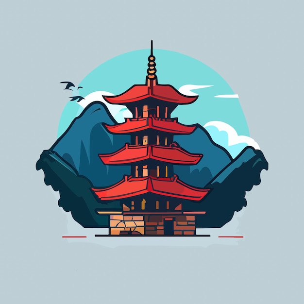 Pagoda flat design vector art icon