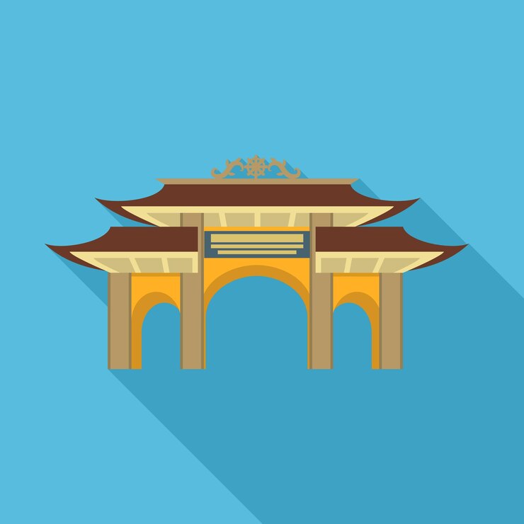 Vector pagoda gate icon flat illustration of pagoda gate vector icon for web design