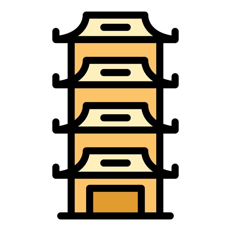 Vector pagoda icon outline vector chinese building china house color flat